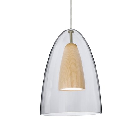 Besa Lighting Dano Cord Pendant, Clear/Natural, Satin Nickel Finish, 1x9W LED 1JT-DANOCLNA-LED-SN